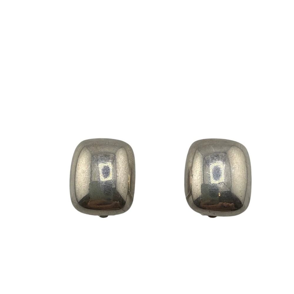 Vintage Silver Cushion Dome Nordstrom Clip On Earrings Textured Backing